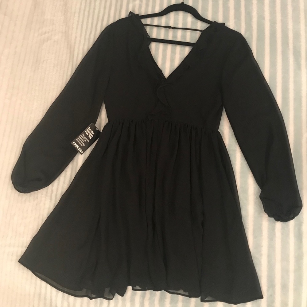 NWT Black Chiffon fit and flare dress